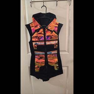 Black and Holographic Rave Wear Romper
